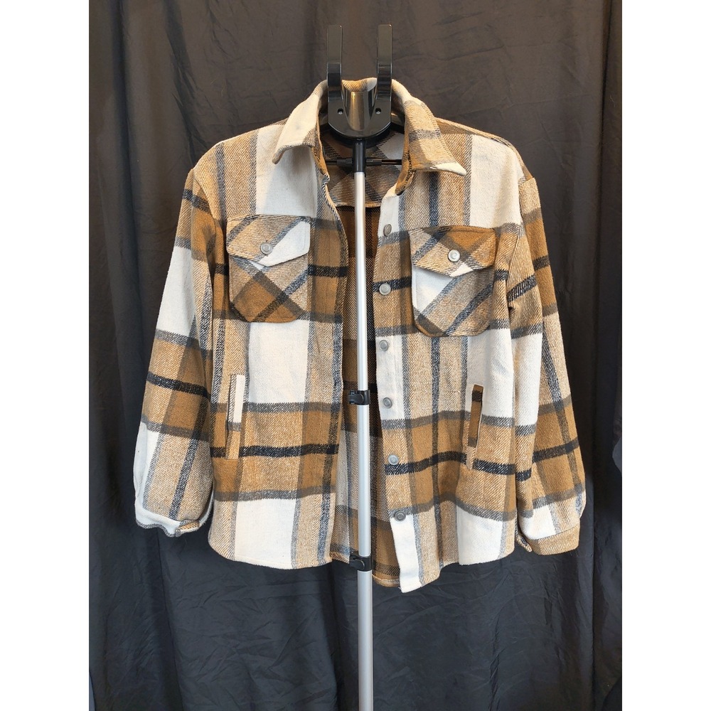Boutique Brown Plaid Shacket. Warm Small Oversized